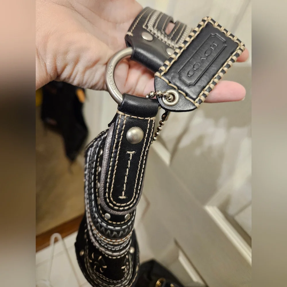 Coach limited edition black soho jacquard studded grommet hobo handbag purse - Picture 8 of 15